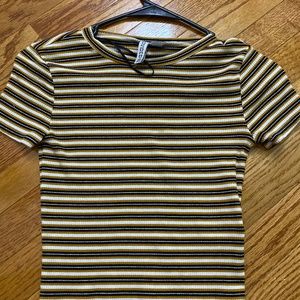 Black white and copper stripped tshirt
